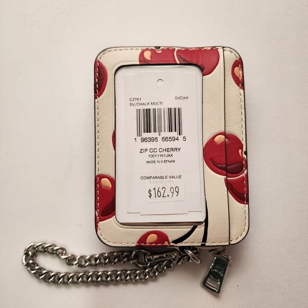 NWT Coach CZ761 Zip Card Case With Cherry Print - Picture 2 of 4